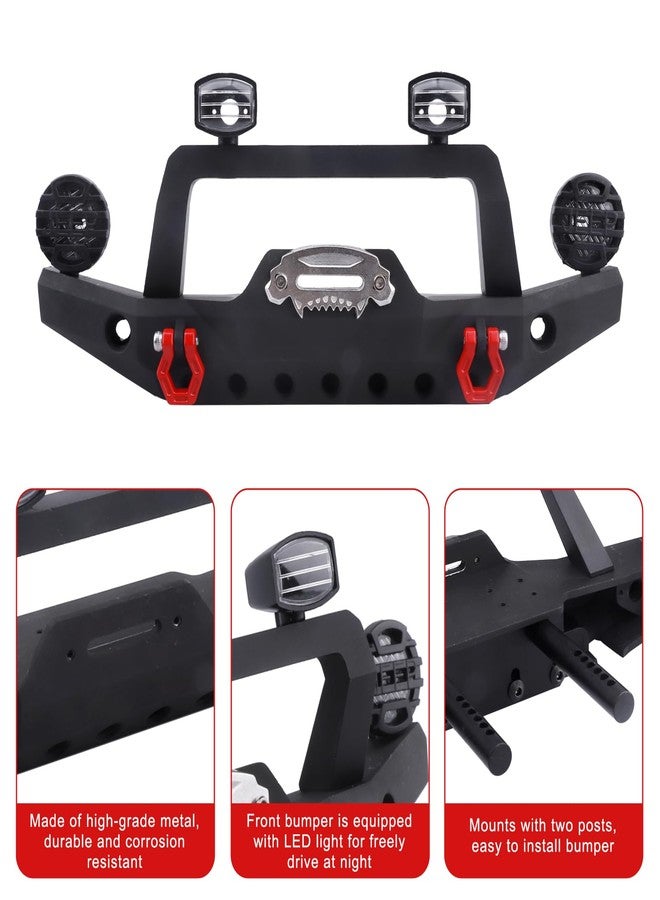 FriHobby 1/10 RC Crawler Front Bumper Mounts Set Metal w/Winch & 5mm LED White Lights for TRX-4 Axial SCX10 II 90046 SCX10 III AXI03007 Redcat Gen 7 - Image 3